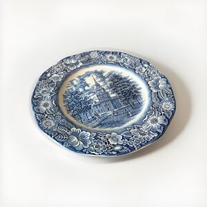 Staffordshire Liberty Blue Independence Hall Dinner Plate England Ironstone